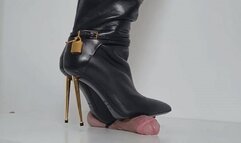 Lady Latisha - CBT Trample Board - Tom Ford Stiletto Boots - Close Up - UHD