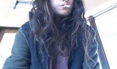 Punk cam girl smokes and fucks