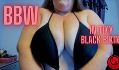 BBW In Tiny Black Bikini - CurvyRedhead - AVI