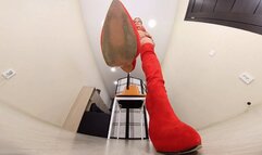 Rebecca - red high-heeled boots VR 360 4K