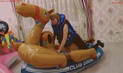 Alla hotly rubs and fucks an inflatable motorcycle and an inflatable camel!!!