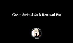 Green Stripe sock removal and soles pov