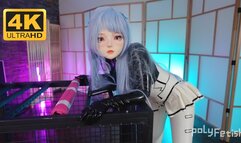 Cosplay Latex doll got trained in cage and enjoy her first breath play orgasm