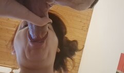 My slave does a deepthroat blowjob on my big cock (avi)