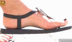 Candid nice arched feet in sandals, foot fetish close-up