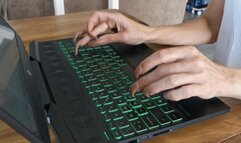 Long nails typing keyboard