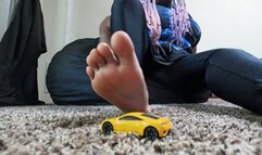 Giantess Sexy Soles vs Tiny Yellow Car 4k