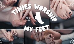 Tinies worship my feet and naughty tiny gets stuffed in my pussy