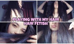 Playing with my long hair - long dark hair fetish