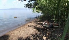 Beautiful lake fuck on the beach