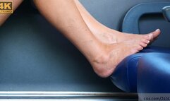 Candid Beauty barefeet on train seat