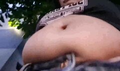 Milf Muffin Top Too Tight Jeans Under Giantess unawares Big Bloated Bouncy Belly as she takes a walk while occassionally fingering her deep BellyButton mov