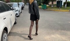 girl plays hard with her high heels, crush them and destroy