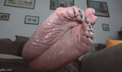 wrinkled big oiled soles