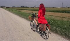RedClo exhibitionist like "Monella" riding around naked on a bicycle