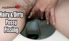 Hairy and Dirty Pussy Pissing on Dirty WC - CloseUp Pussy Lips Spreading - Pee Fetish - MissBohemianX (HD MP4)