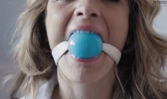 Alba Bondage: sexy secretary with three drooling ball gags in Slow Motion 43 minutes!