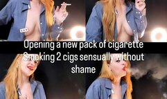 Opening a new pack! Smoking as a slut - 2 menthol cigarettes