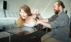 Annoying English teacher tied up and tickled (HD)