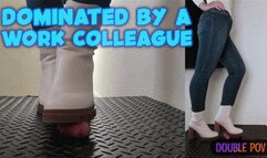 Work Colleague Bootjob During Break Time - White Anlke Boots (Double Version) - TamyStarly - CBT, Shoejob, Ballbusting, Trample, Trampling, Crush, Crushing