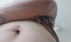 Giantess unaware big bloated belly rubbing belly button fingering jiggly belly fetish