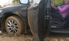 HOT PREMIERE: Stuck in mud driving Camry (crazy spinning wheels)