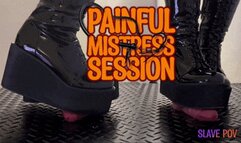 Painful Mistress Session in Heavy Chunky Platform Black CBT Boots (Slave POV Version) - TamyStarly - Shoejob, Bootjob, Ballbusting, Trample, Trampling, Crush, Stomp