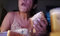 HD Hungry Giantess unware eats her tiny shrunken stepson in a turkey sandwich VORE big belly show