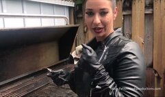 Leather BBQ jerkoff POV