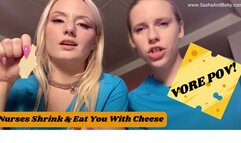 Vore Nurses Shrinking & Eating You With Cheese