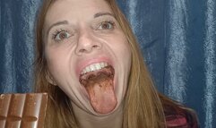 A huge mouthful of chocolate.