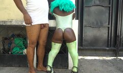 Sexy ebony midget with a nice butt getting banged outdoor