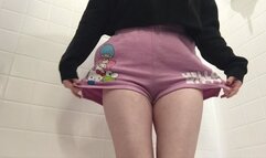 Peeing in Shorts Wetting Pink Hello Kitty Pajamas