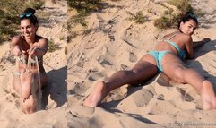 Beautiful Olivia shows off her huge feet on a public beach (Full with 25% discount)