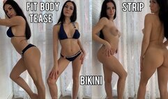 Fit body tease in bikini & strip