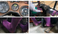 VIOLET PANTYHOSE DAY: Old Mercedes bus brutal hard revving and driving PIP