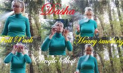 Dasha smokes full pack of cigarettes in a single shot (UHD)