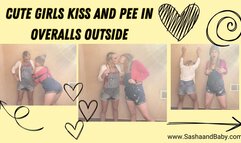 Cute Girls Pee Outside in their Overalls and Kiss