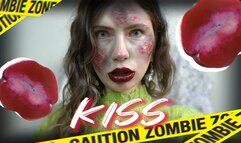 Hungry zombie girl kiss