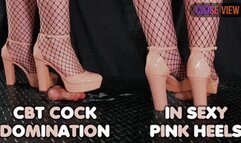 CBT Domination in Sexy Pink Heels, Bootjob and Kicking (Close Version) - TamyStarly - Shoejob, Ballbusting, Trample, Trampling, Stomp, High Heels