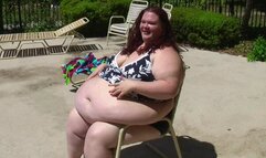 Fatty At The Pool - Stuck in a Chair, Walking Around and Rubbing My Belly *WMV*