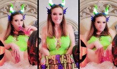 Happy Halloween 2023 Sexy MILF Nikki Neon Green Lingerie Dragon Headpiece Dildo Suck Fuck JOI