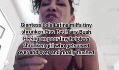 Giantess Lola Latina milfs tiny shrunken Piss Pet Hairy Bush Peeing on poor tiny helpless shrunken girl who gets used over and over and finally flushed mov