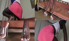 Ebony Glass Shoe Fetish Teasing Dancing