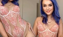 Red lace lingerie tease and denial / Body worship