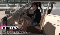 Camilla Cranking the Mercury Marquis in Purple Keds 720p