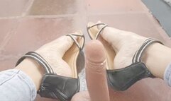 Katherine super sexy dildo footjob on flat sandals