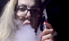 Vaping - Smoking electronic cigarette in Uber - Deep Inhales, Nose exhales, Long drag, Coughing, Long Hair, Long red nails