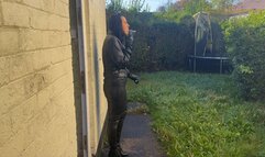 Having a cigarette outdoors in full leather - Custom video
