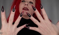 JOI to Long Sharp Nails in black and red Ombre Color MP4 1080